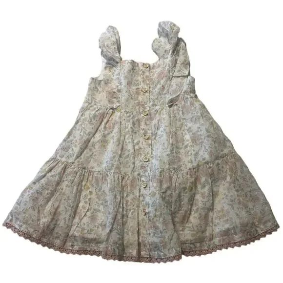 Catharine Malandrino Dress Girls Size 2T Floral Dainty Boho Spring Summer Lined - Picture 2 of 9